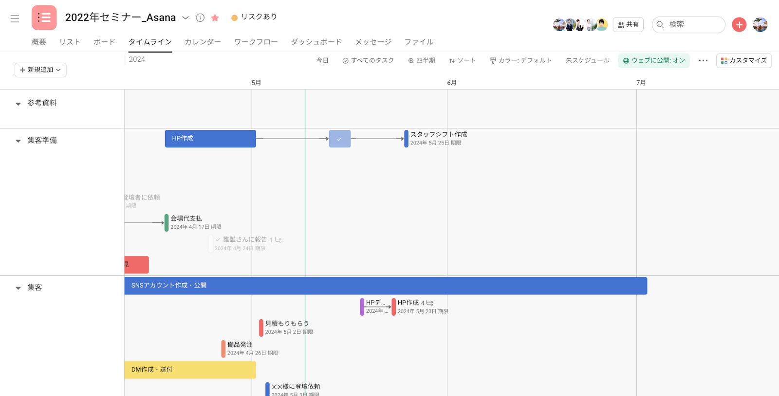 それぞれのガントチャートを徹底比較！GoogleスプレッドシートとAsanaのタイムラインビュー-3