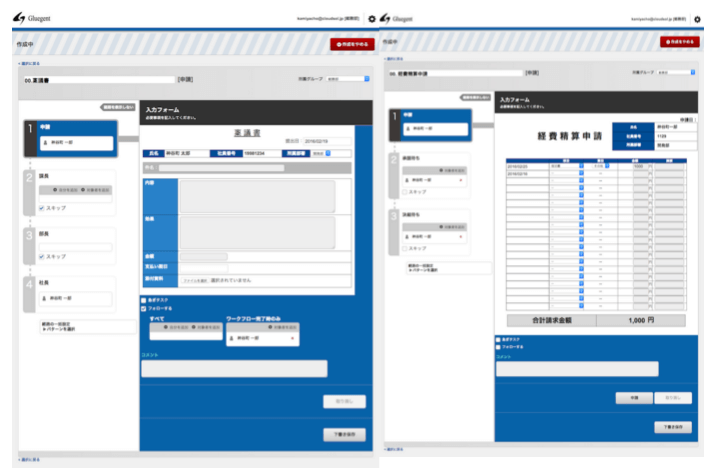 Glugent flow 経費申請 稟議書